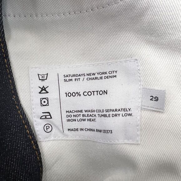 NWT‎ Saturdays NYC Charlie Skinny Slim Fit Raw Indigo Mid Rise Denim Jeans 29x32 - Picture 11 of 16
